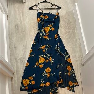 Astr the label - Navy and Orange floral dress size XS satin material